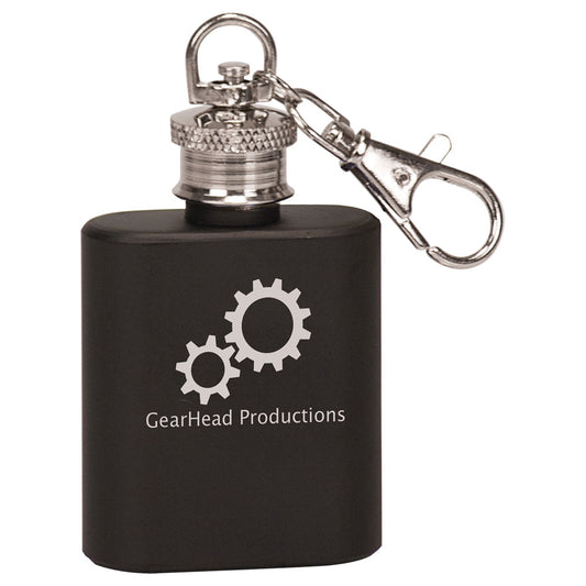 Personalized Laser Engraved 1 oz. Matte Black Flask Keychain