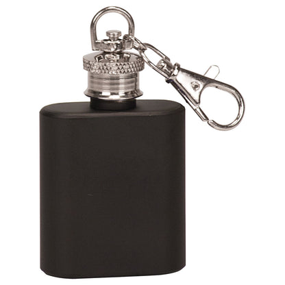 Personalized Laser Engraved 1 oz. Matte Black Flask Keychain