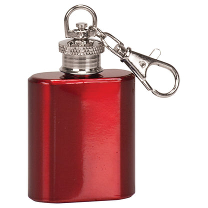 Personalized Laser Engraved 1 oz. Gloss Red Flask Keychain