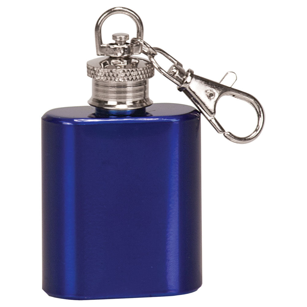 Personalized Laser Engraved 1 oz. Gloss Blue Flask Keychain