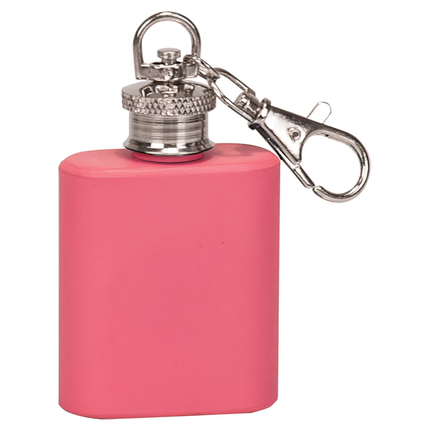 Personalized Laser Engraved  1 oz. Matte Pink Stainless Steel Flask Keychain