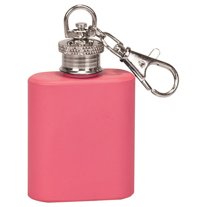 Personalized Laser Engraved 1 oz. Matte Pink Flask Keychain