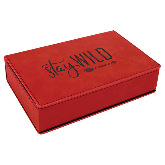  Personalized Laser Engraved 6 oz. Red Leatherette Flask Gift Set