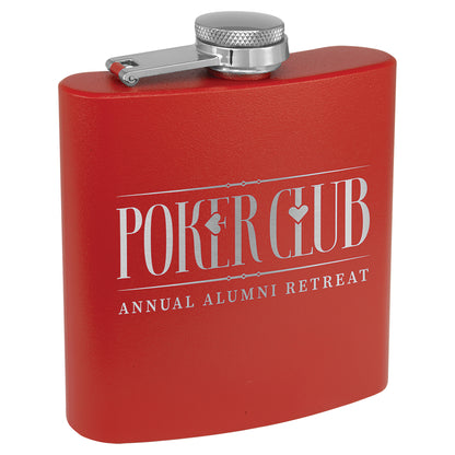 Personalized Laser Engraved  3 oz. Powder Coated Flask Red