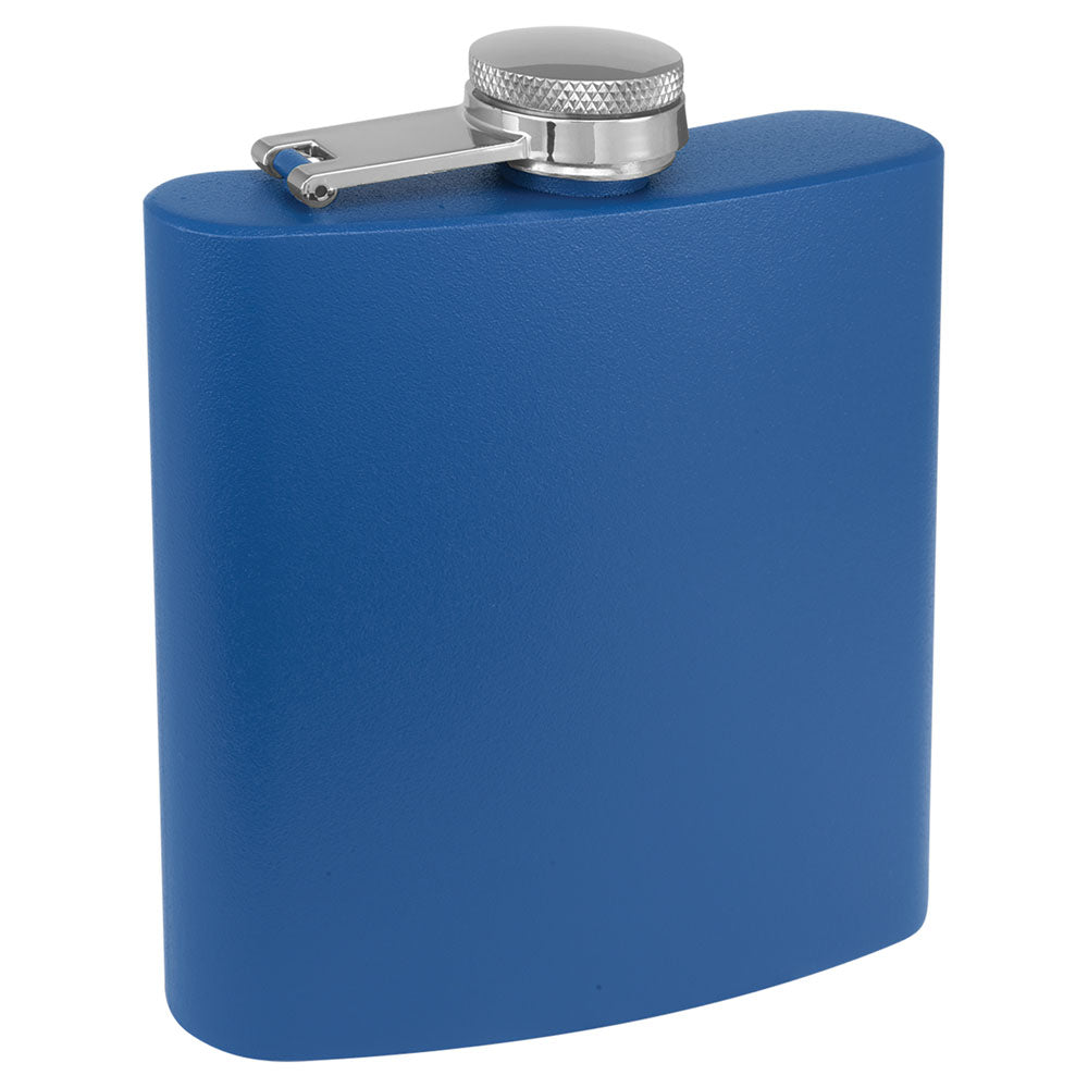 Personalized Laser Engraved 6 oz. Matte Royal Blue Powder Coated  Stainless Steel Flask