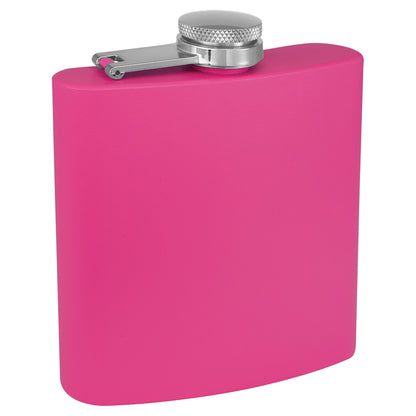 Personalized Laser Engraved  3 oz. Powder Coated Flask Pink