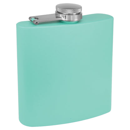 Personalized Laser Engraved  3 oz. Powder Coated Flask Teal