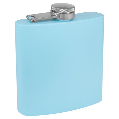 Personalized Laser Engraved  3 oz. Powder Coated Flask Light Blue