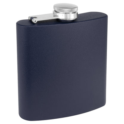 Personalized Laser Engraved  3 oz. Powder Coated Flask Navy Blue