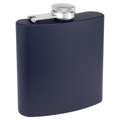 Personalized Laser Engraved 6 oz. Matte Navy Blue Powder Coated  Stainless Steel Flask