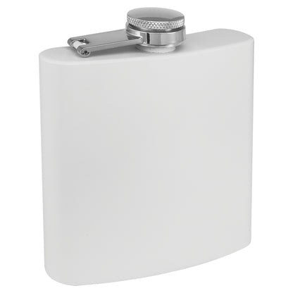 Personalized Laser Engraved  3 oz. Powder Coated Flask White