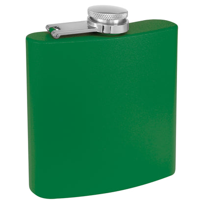 Personalized Laser Engraved  3 oz. Powder Coated Flask Green