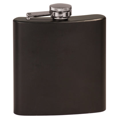 Personalized Laser Engraved  6 oz. Matte Black Stainless Steel Flask