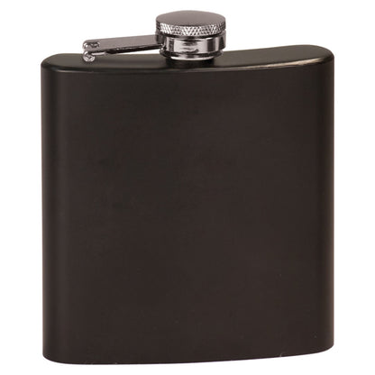 Personalized Laser Engraved 6 oz. Matte Black  Stainless Steel Flask