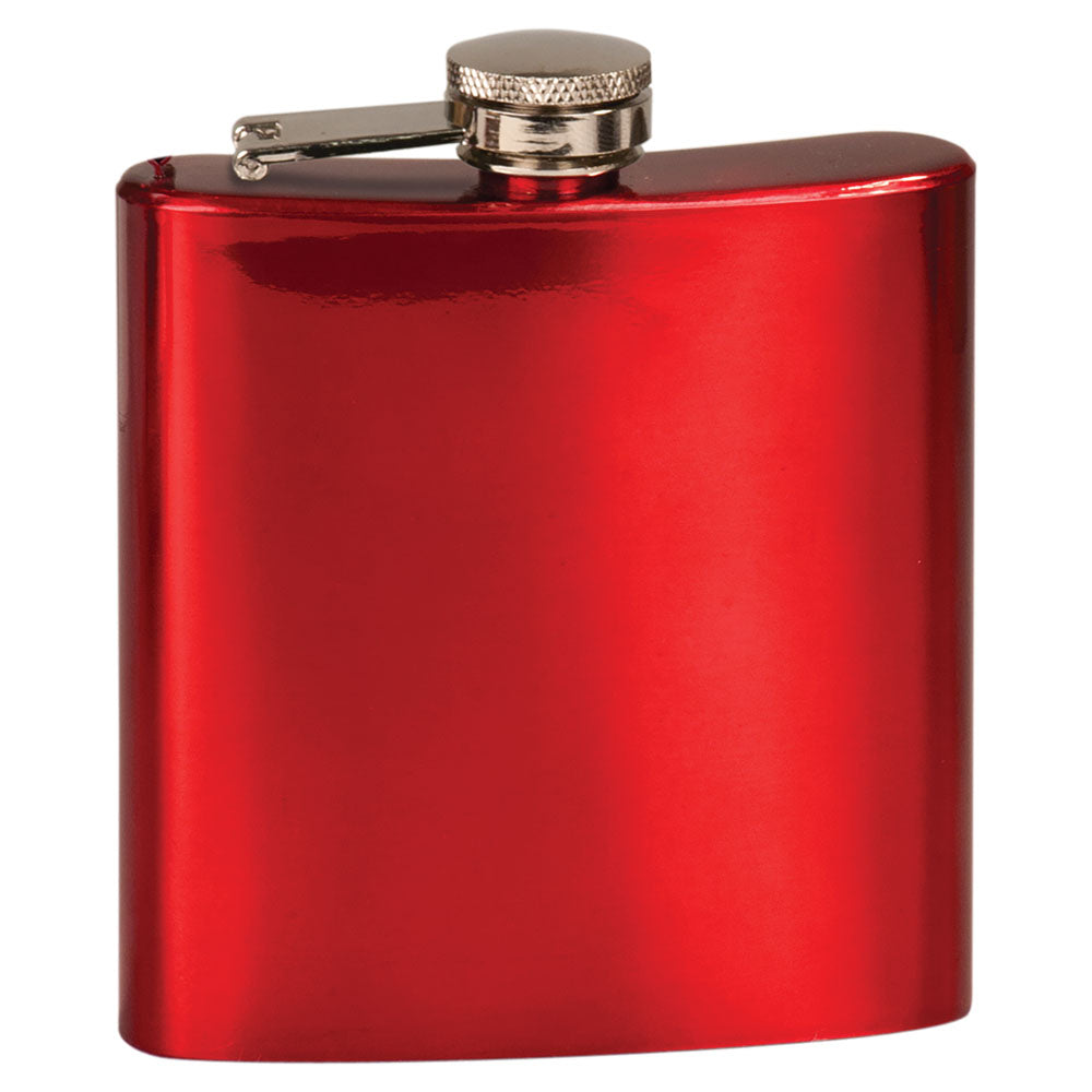 Personalized Laser Engraved 6 oz. Gloss Red  Stainless Steel Flask