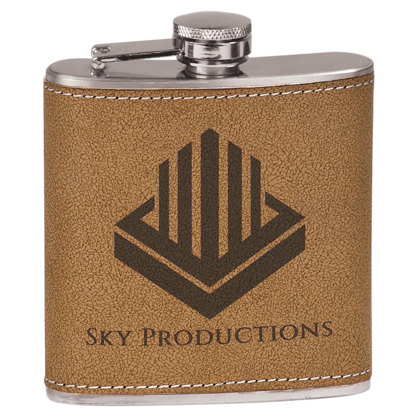 Personalized Laser Engraved  6 oz. Leather Stainless Steel Flask