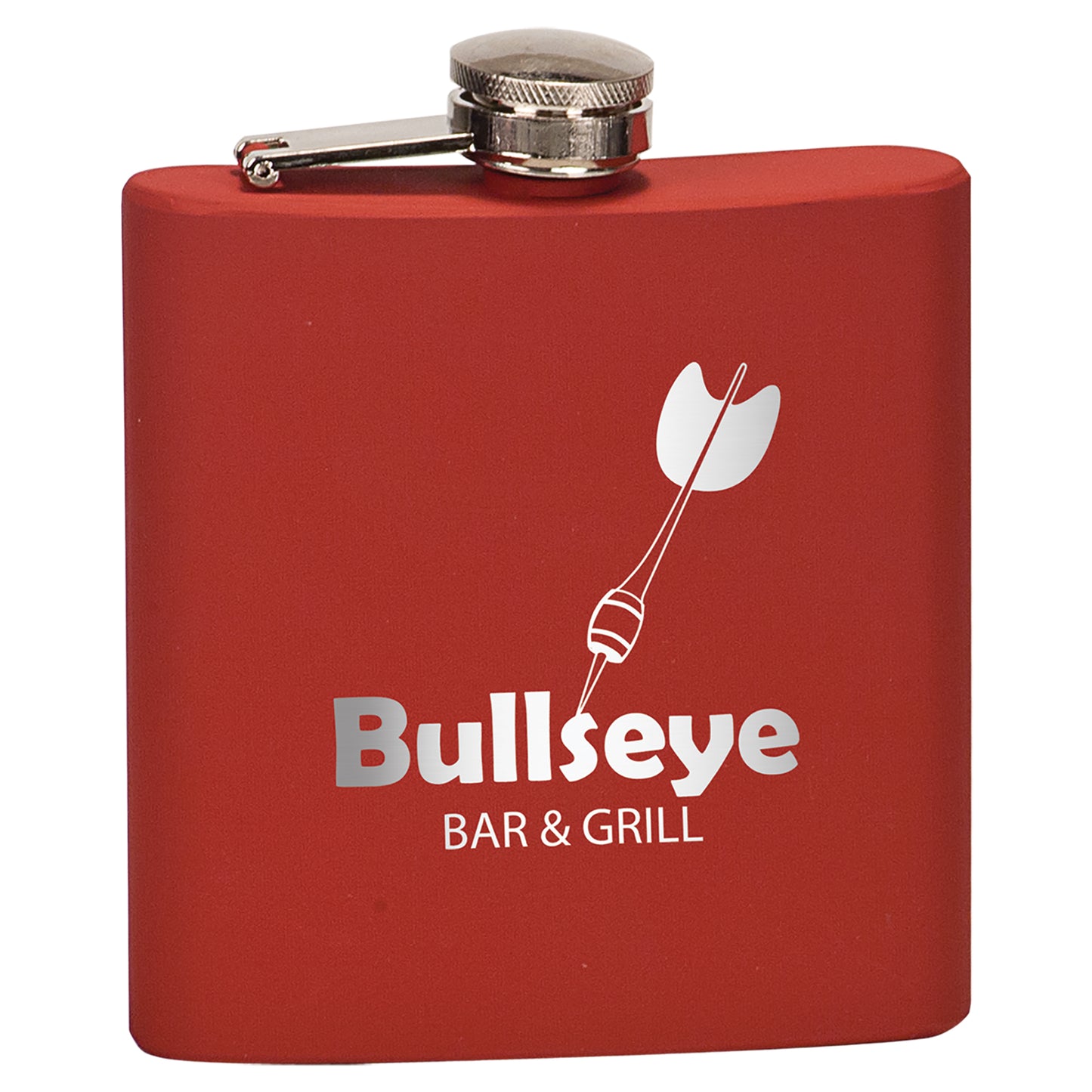 Personalized Laser Engraved  6 oz. Matte Red Stainless Steel Flask