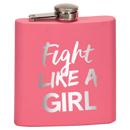 Personalized Laser Engraved  6 oz. Matte Pink Stainless Steel Flask