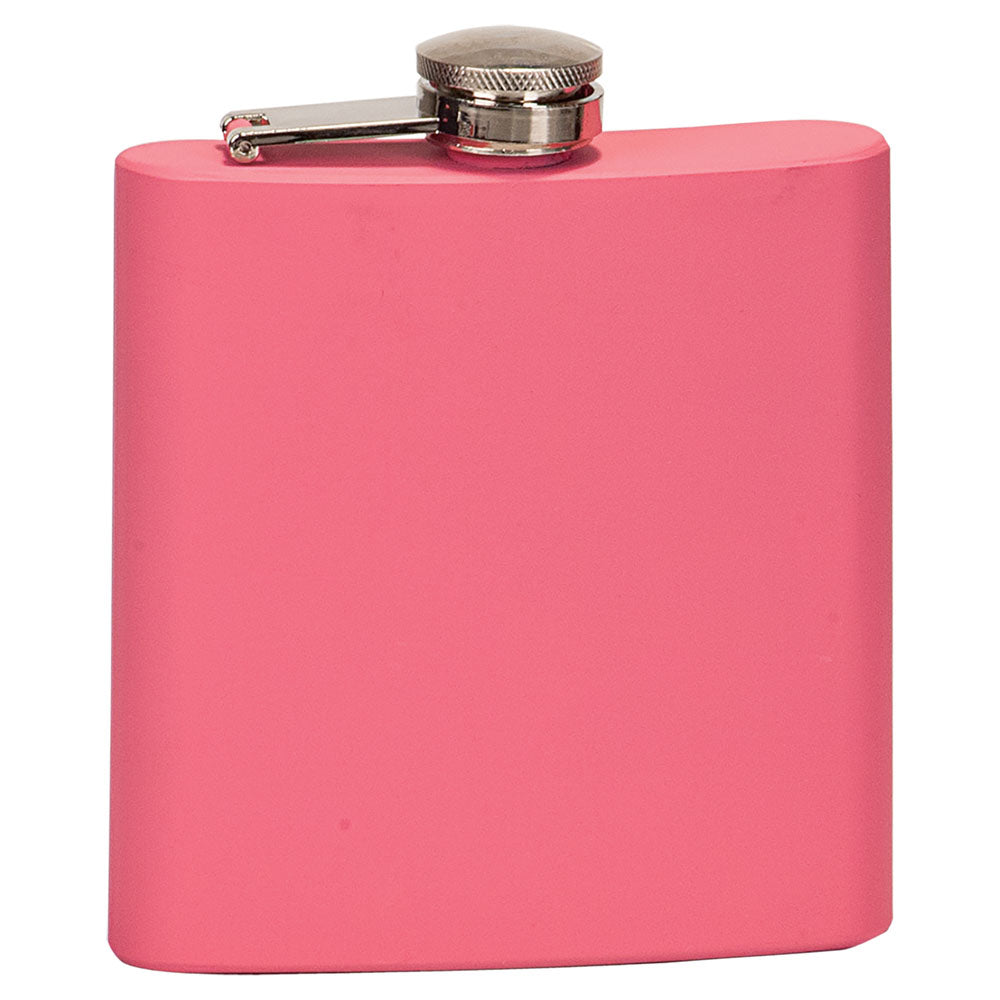 Personalized Laser Engraved 6 oz. Matte Pink  Stainless Steel Flask