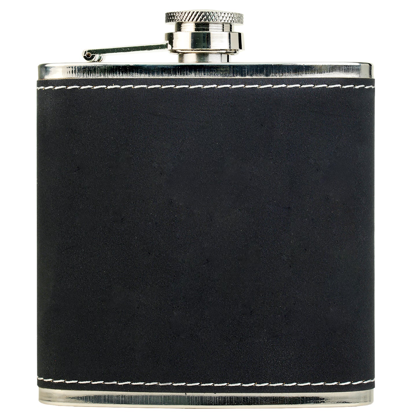 Personalized Laser Engraved  6 oz. Light Black & Gold Textured Stainless Steel Flask