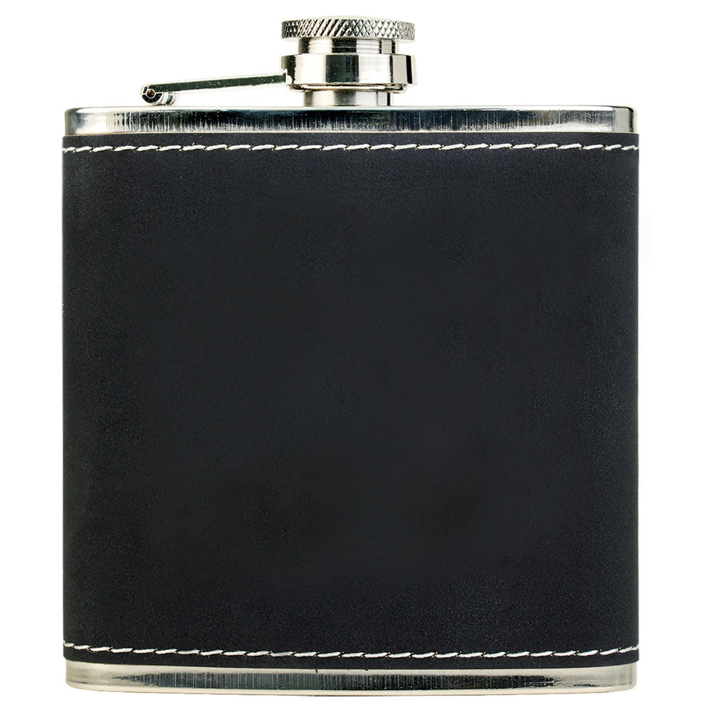 Personalized Laser Engraved 6 oz. Light Black/Gold Textured Stainless Steel Flask