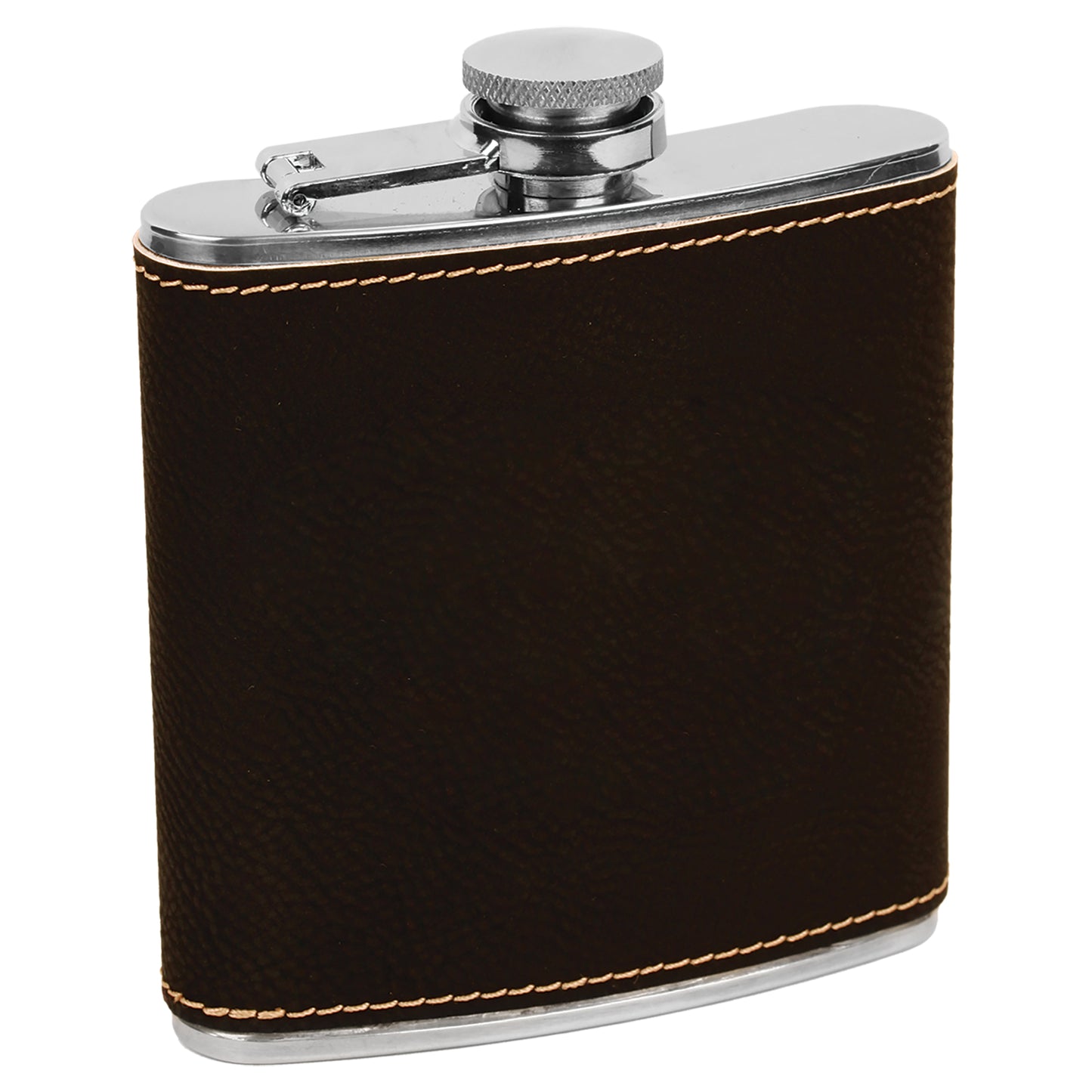 Personalized Laser Engraved  Black/Gold Leatherette 6 oz. Flask