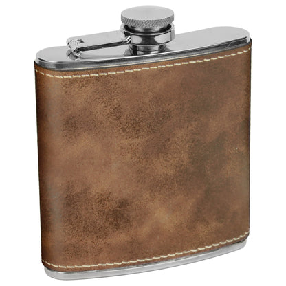 Personalized Laser Engraved  Rustic/Gold Leatherette 6 oz. Flask