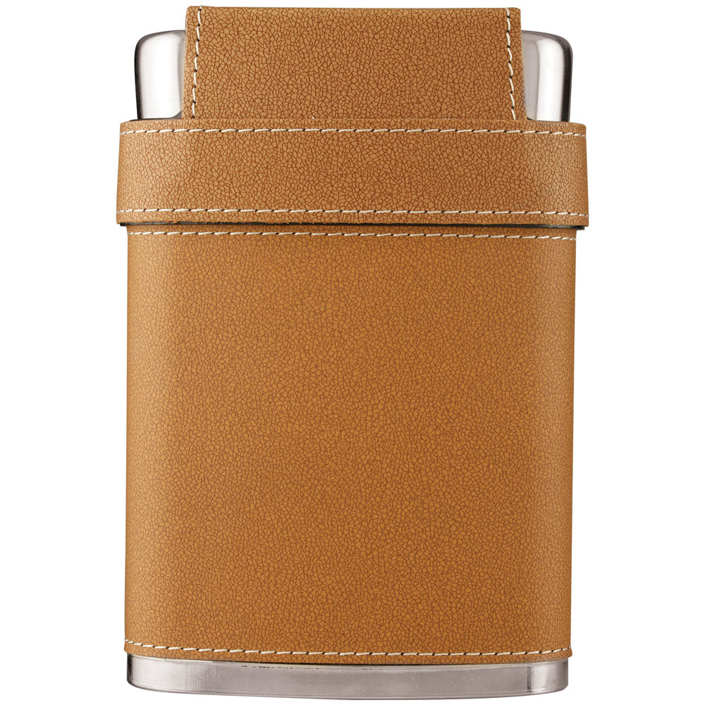 Personalized Laser Engraved 7 oz. Leather Flask with Lid & 3 Shot Glasses