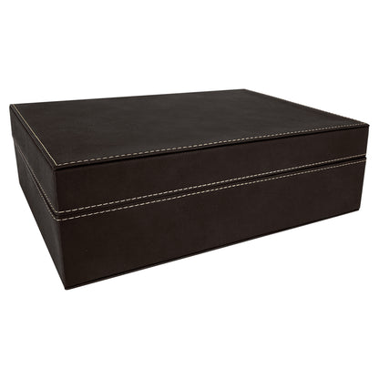 Personalized Laser Engraved 12 1/4" x  8 1/4" Black/Gold  Leatherette Premium Gift Box