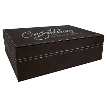 Personalized Laser Engraved 12 1/4" x  8 1/4" Black/Silver  Leatherette Premium Gift Box