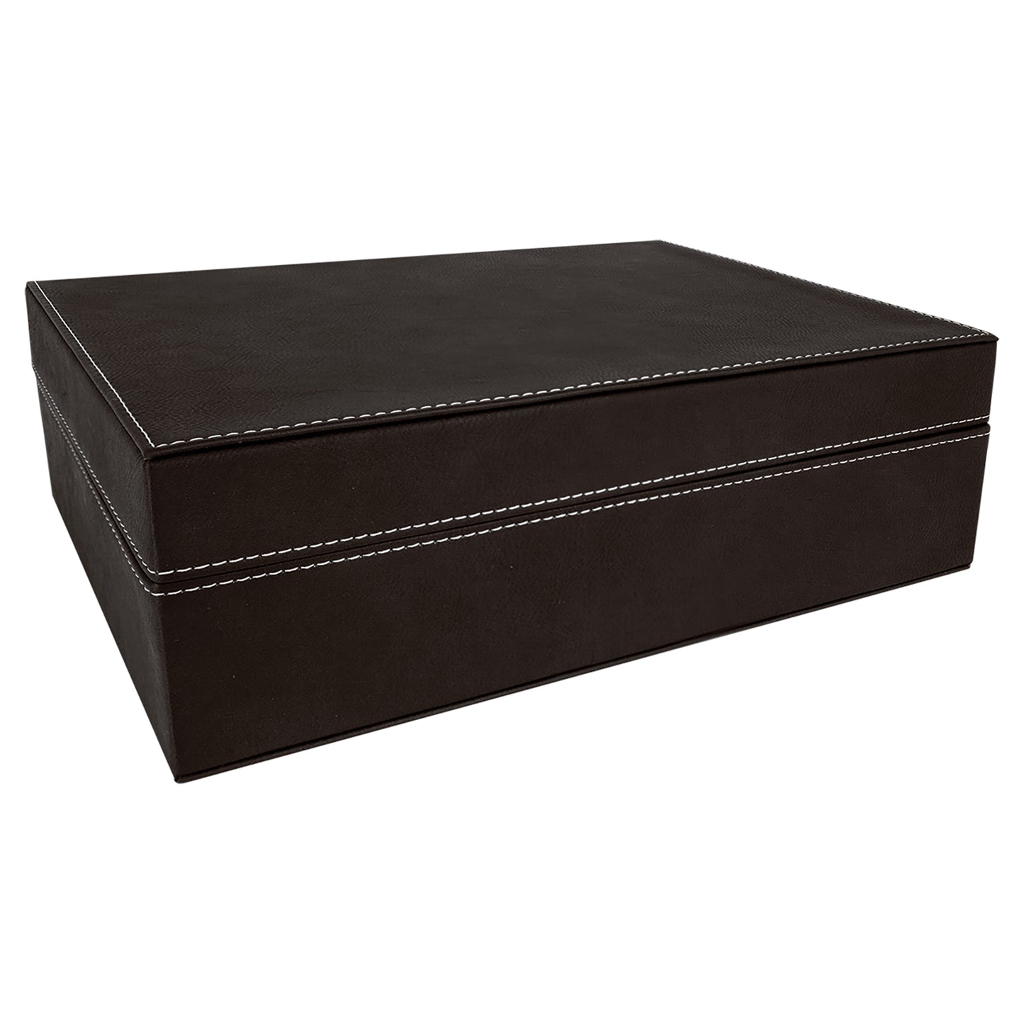 Personalized Laser Engraved 12 1/4" x  8 1/4" Black/Silver  Leatherette Premium Gift Box