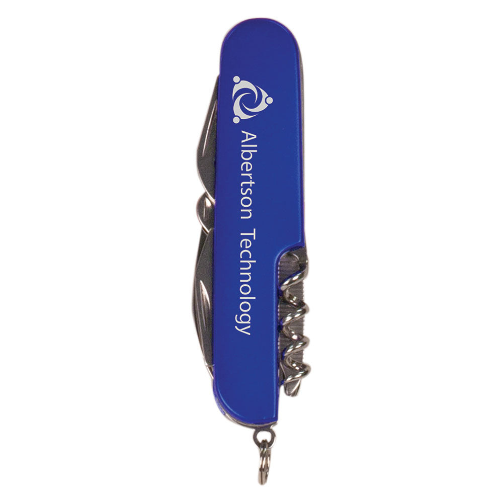 Personalized Laser Engraved 3 1/2" Blue 8-Function Multi-Tool Pocket Knife