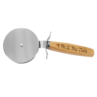 Personalized Laser Engraved 9 1/4" Bamboo Pizza Cutter