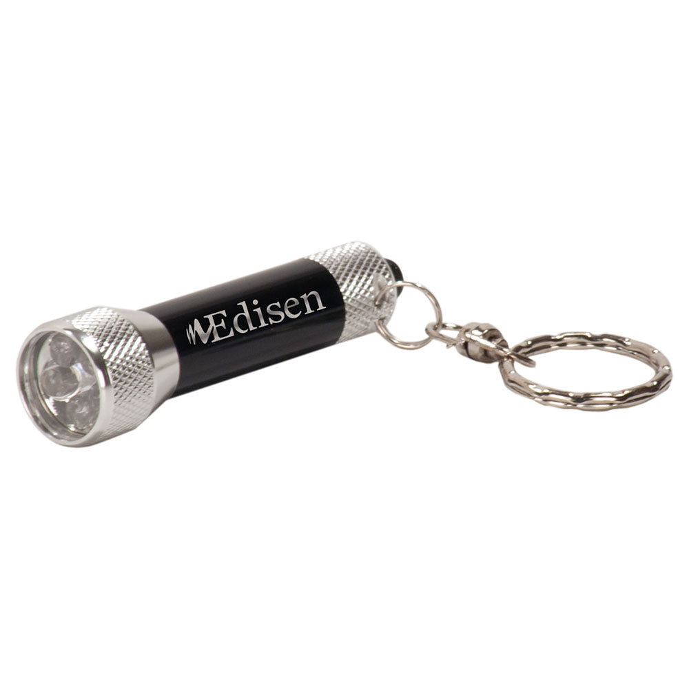 Personalized Laser Engraved 2 3/4" Black 5-LED  Flashlight with Keychain