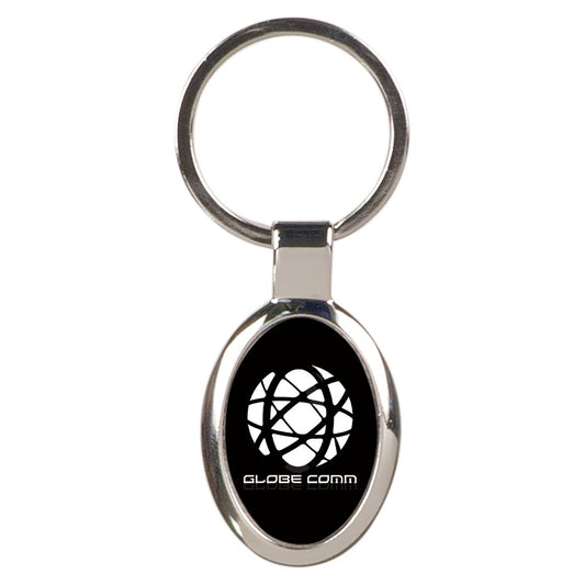 Personalized Laser Engraved 1 1/8" x 1 5/8" Black  Oval Keychain