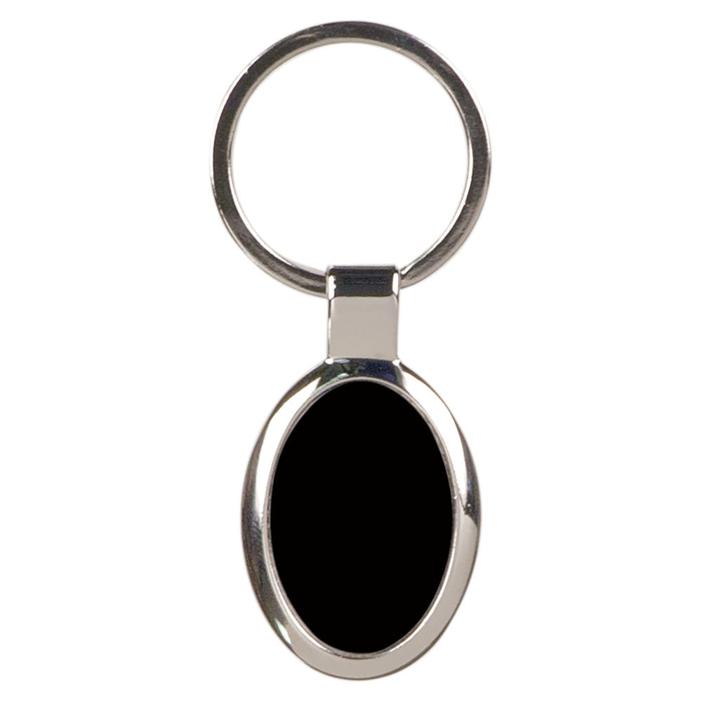 Personalized Laser Engraved 1 1/8" x 1 5/8" Black  Oval Keychain