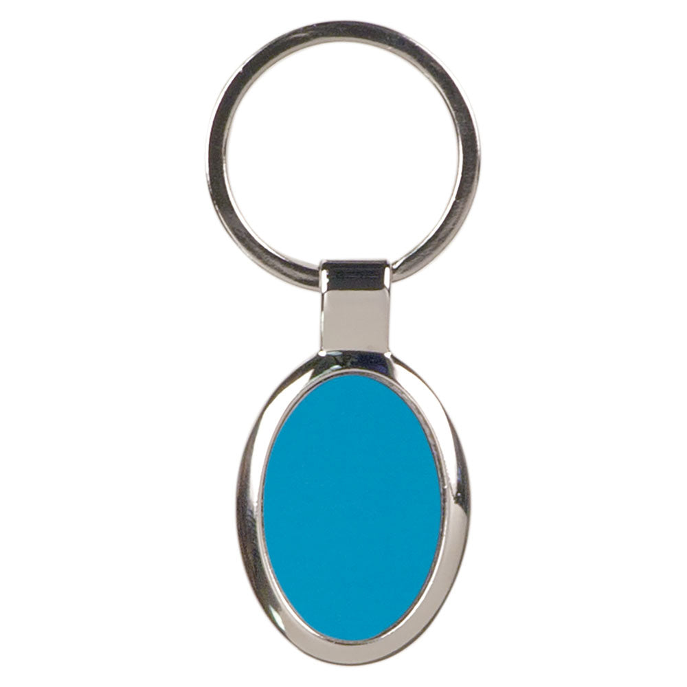 Personalized Laser Engraved 1 1/8" x 1 5/8" Blue  Oval Keychain