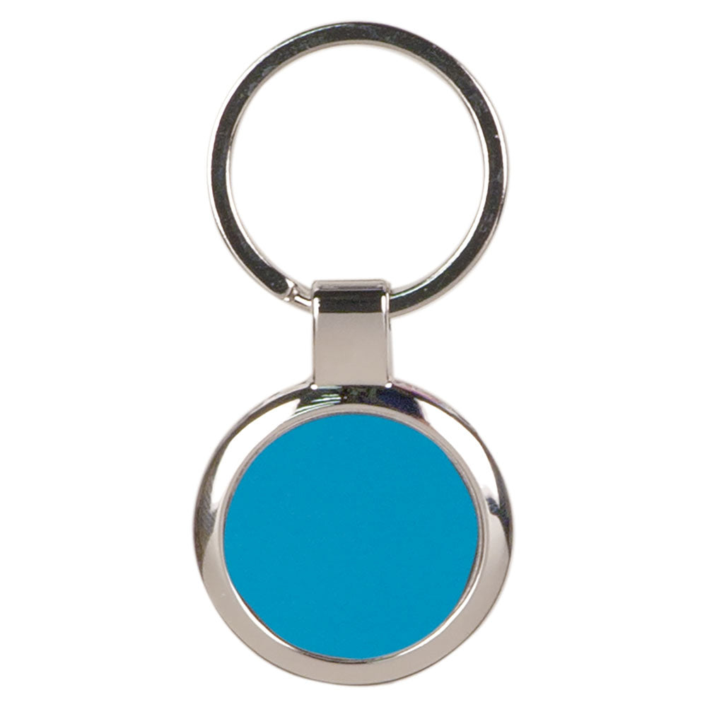 Personalized Laser Engraved 3" Blue  Round Keychain