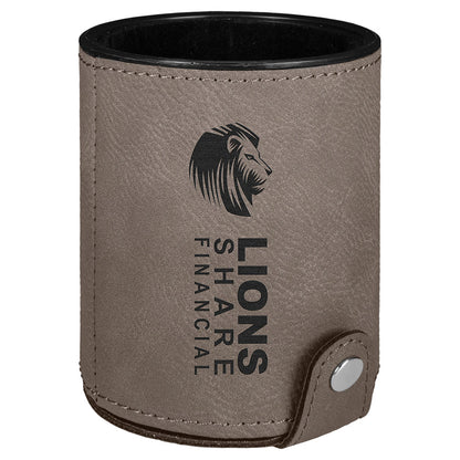 Personalized Laser Engraved Gray  Leatherette Game Dice Cup with 5 Dice