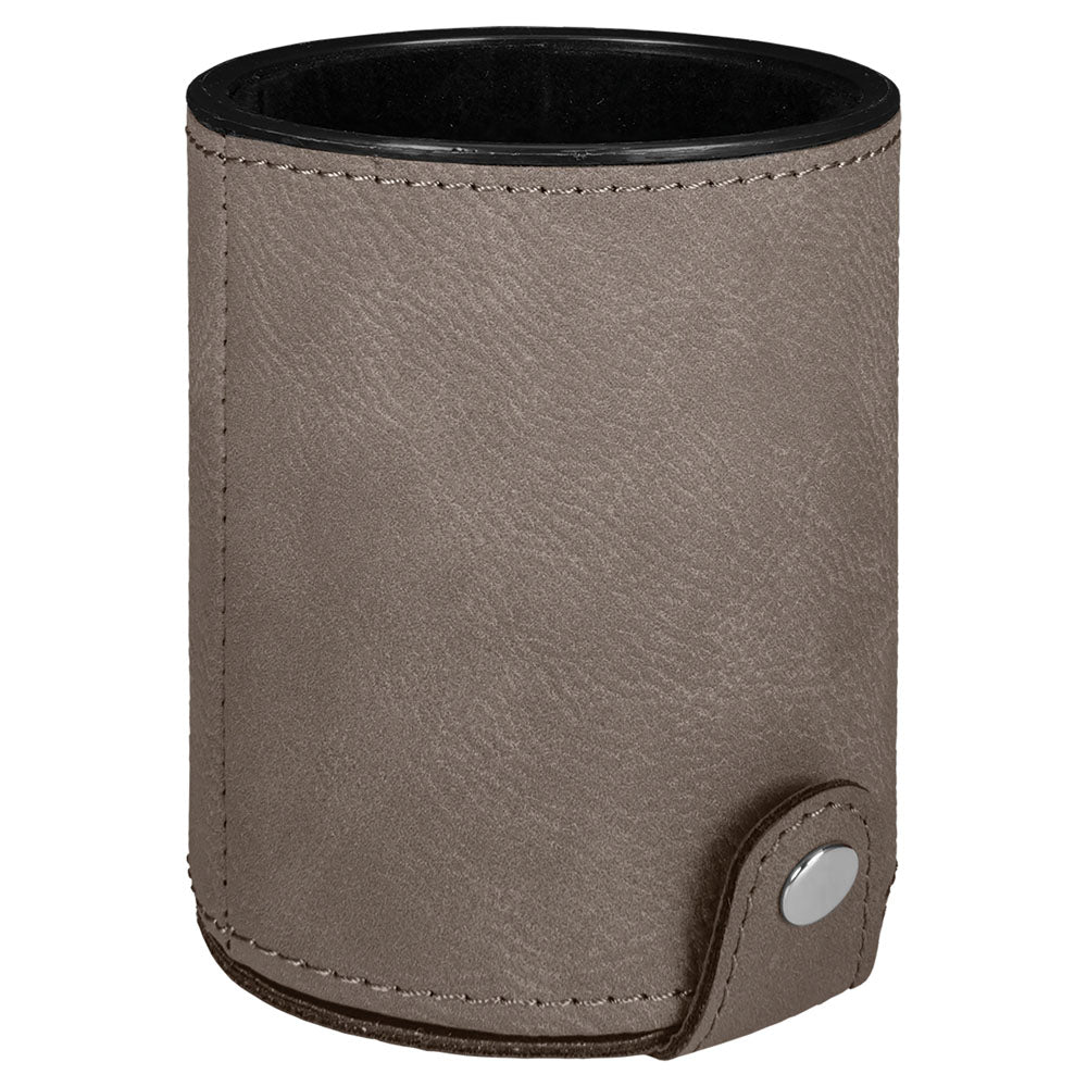 Personalized Laser Engraved Gray  Leatherette Game Dice Cup with 5 Dice