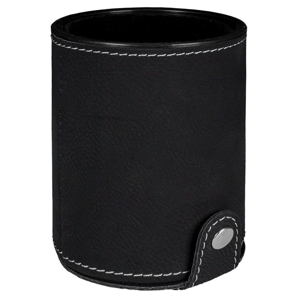 Personalized Laser Engraved Black/Silver  Leatherette Game Dice Cup with 5 Dice