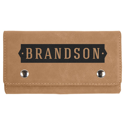 Personalized Laser Engraved Light Brown  Leatherette Game Card & Dice Set