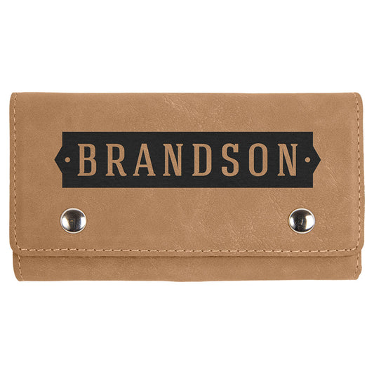 Personalized Laser Engraved Light Brown  Leatherette Game Card & Dice Set