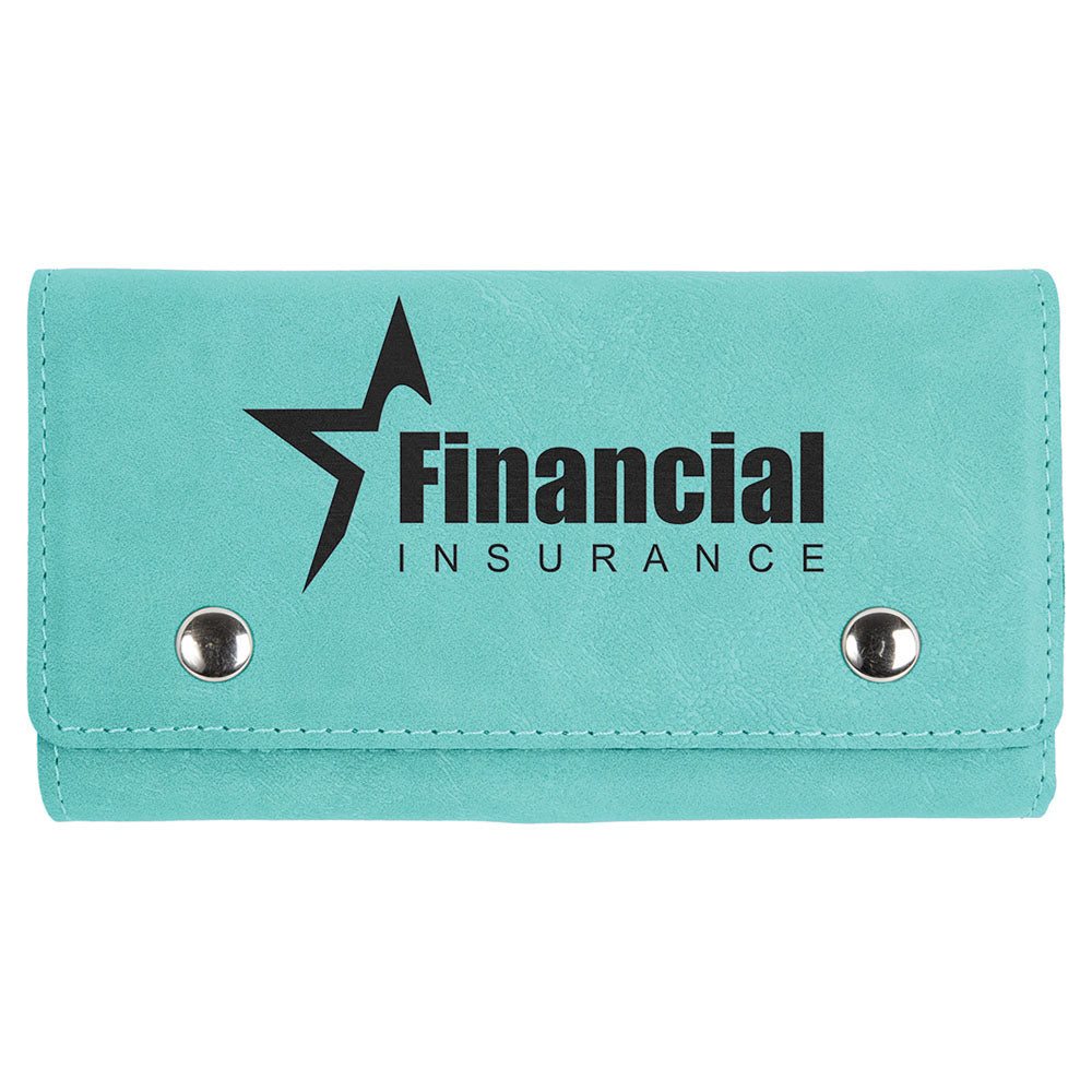 Personalized Laser Engraved Teal  Leatherette Game Card & Dice Set