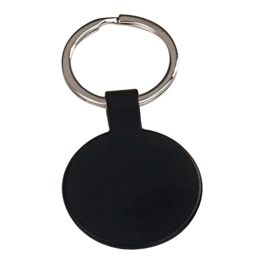 Personalized Laser Engraved 1 1/2" Black  Round Keychain