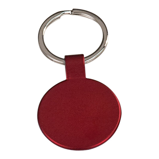 Personalized Laser Engraved 1 1/2" Red  Round Keychain