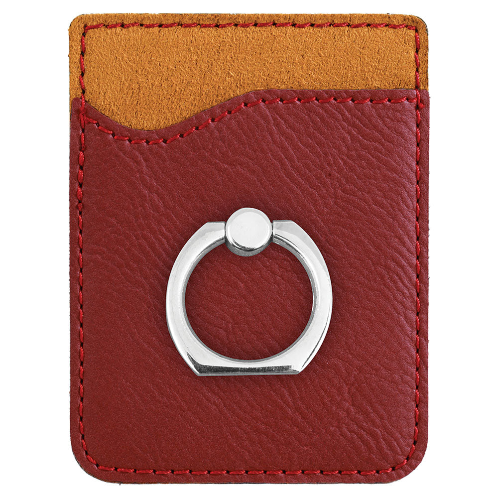 Personalized Laser Engraved Rose  Leatherette Phone Wallet with Silver Ring