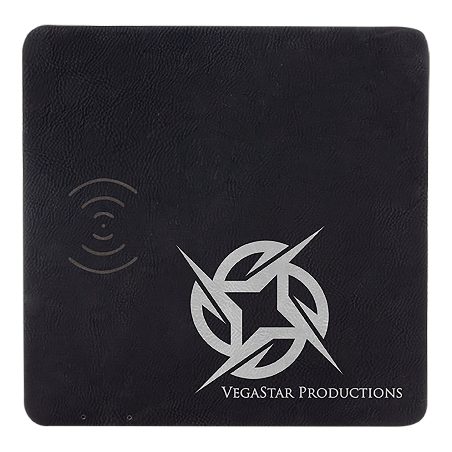  Personalized Laser Engraved 8" x 8" Black/Silver Leatherette Phone Charging Mat