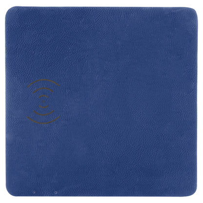 Personalized Laser Engraved 8" x 8" Blue/Silver  Leatherette Phone Charging Mat