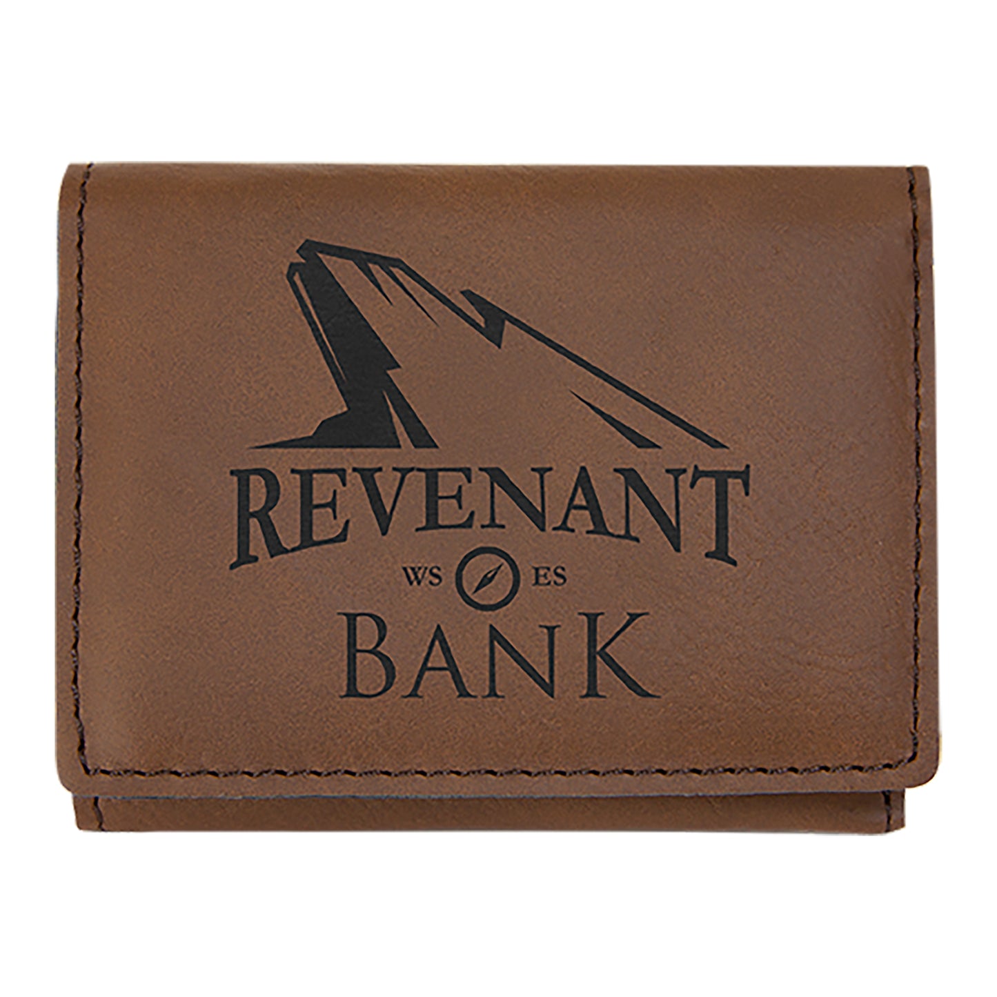 Personalized Laser Engraved 3" x 4" Dark Brown  Leatherette Trifold Wallet